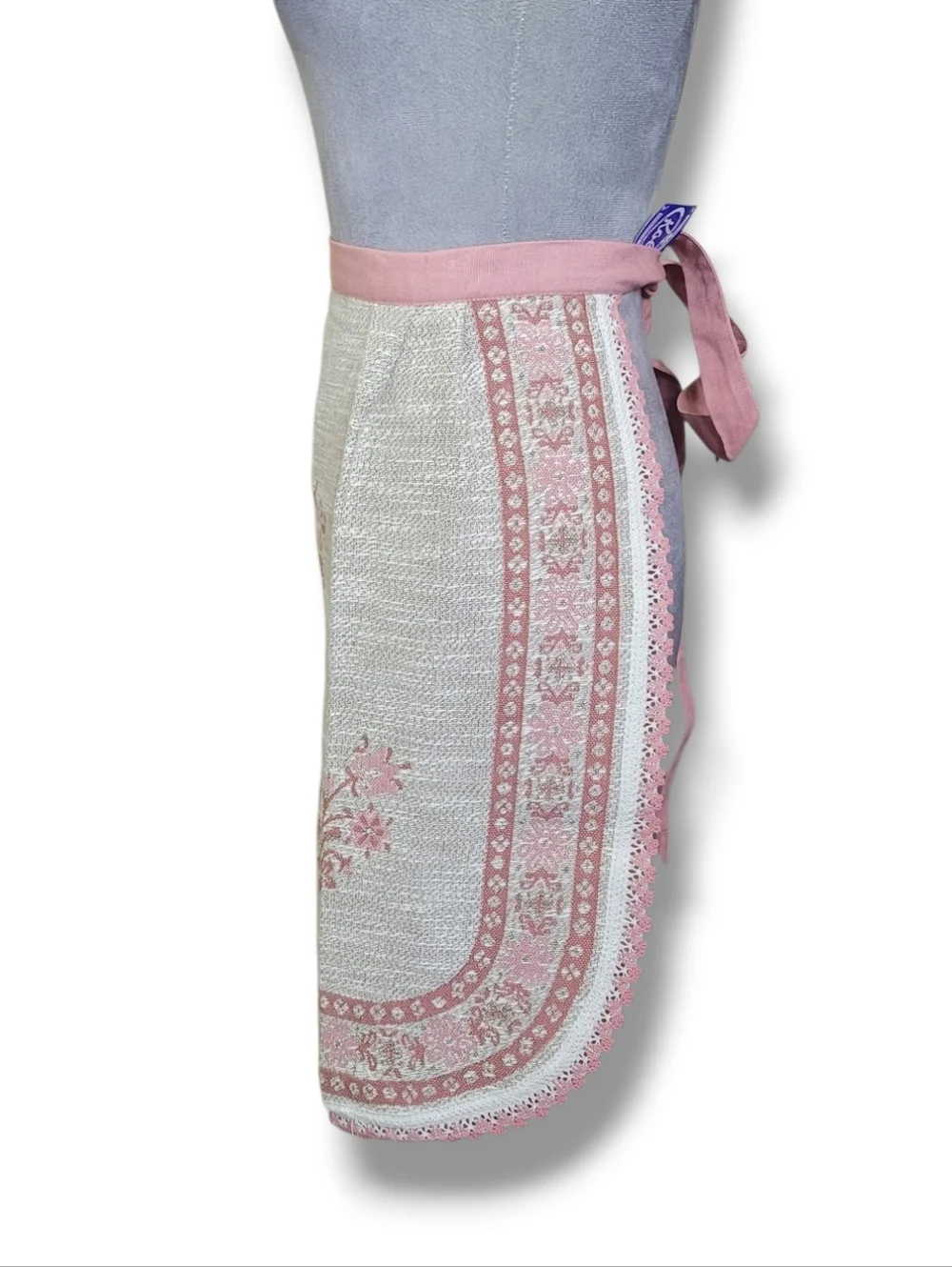 Vintage Kolf Austria Apron & Matching Oven Mit NWT Crochet Trim Linen Cotton
